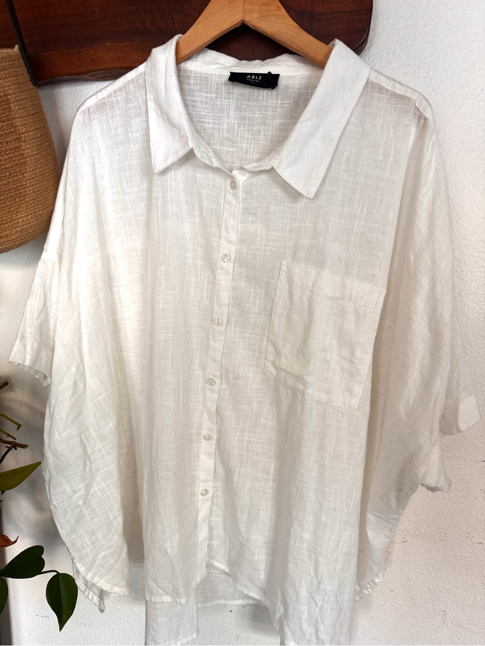 Able 100% Cotton Gauze White Button-Down 2XL Coastal